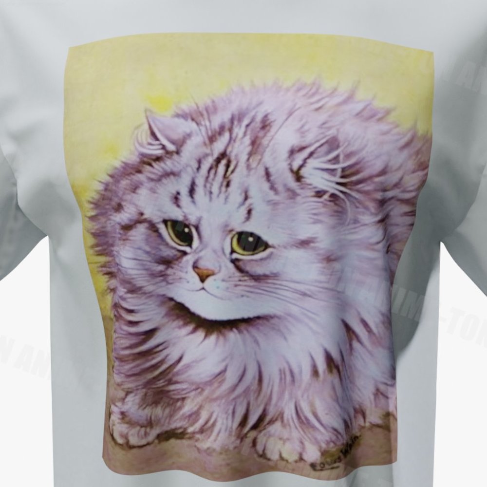 Louis Wain - Cat Art - Fat Cat - Tshirt - Cotton